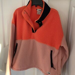 The North Face outdoor fleece 1/2 zip jacket / orange & pink / M